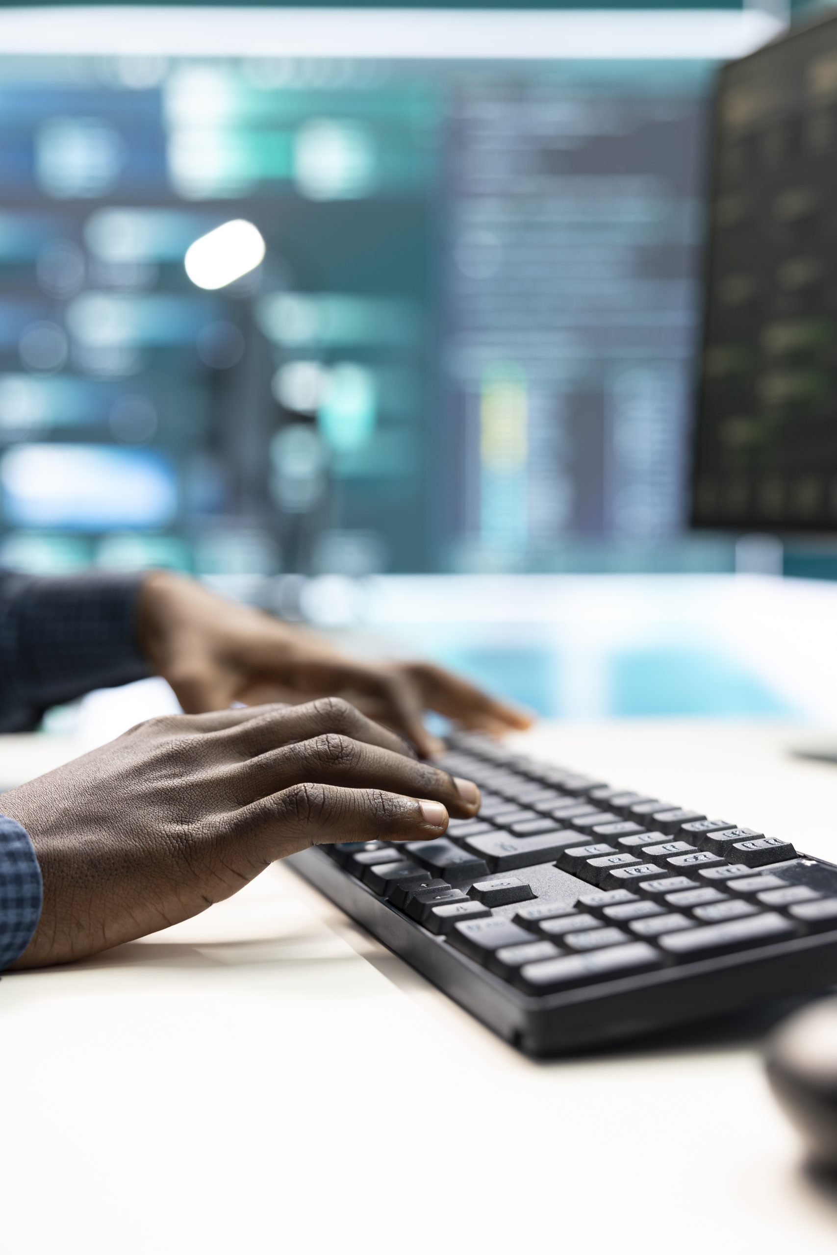 Governmental hackers at work monitoring cyber threats in high tech agency