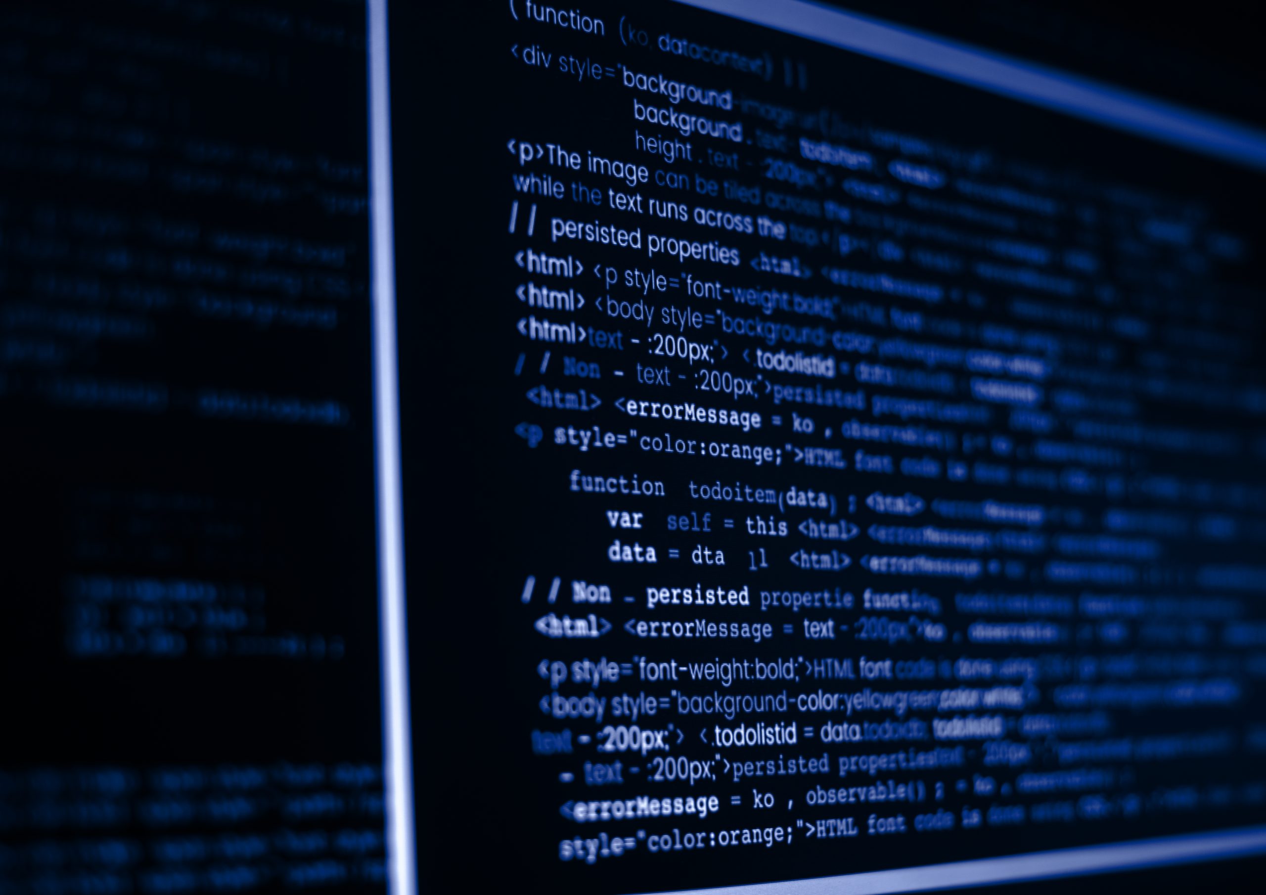 Computer program code on a screen